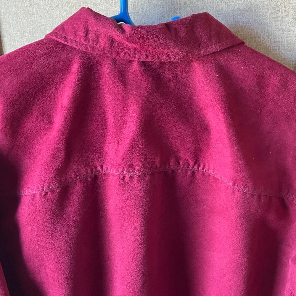 Cherokee Deep Red suede like ladies blouse large - Picture 11 of 14